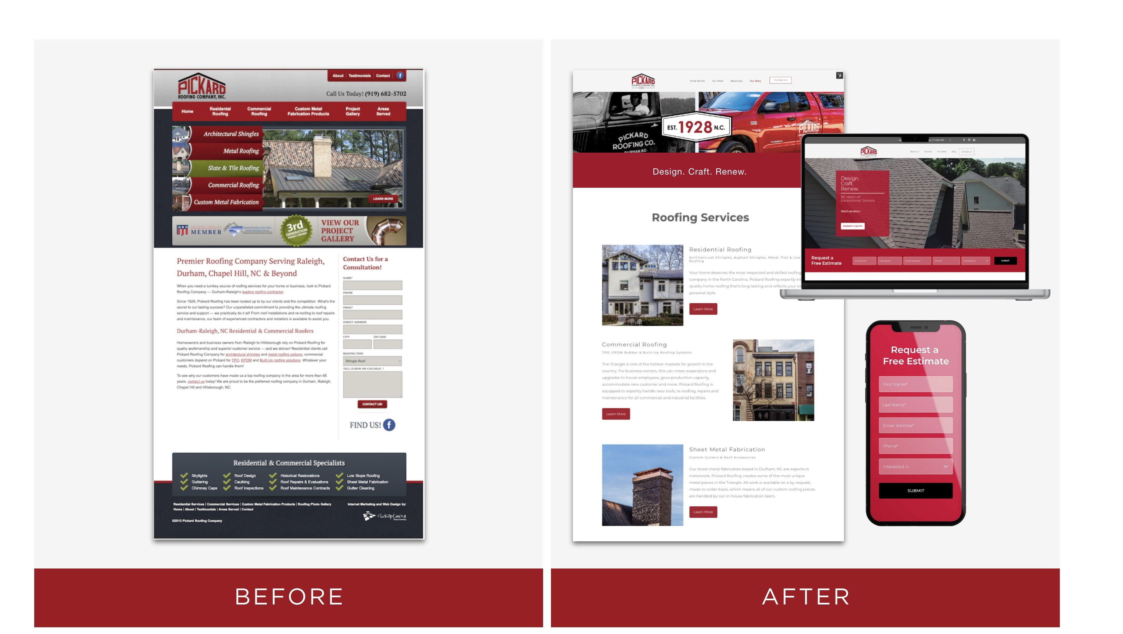 Before  Roofing Company Website Design Case Study-